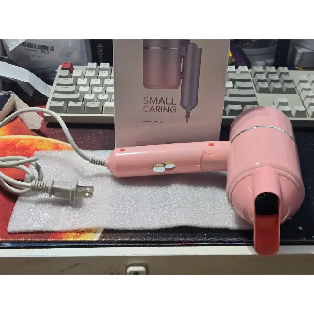 Compact Folding Travel Hair Dryer Pink Hot & Cold With Concentrator New Open Box